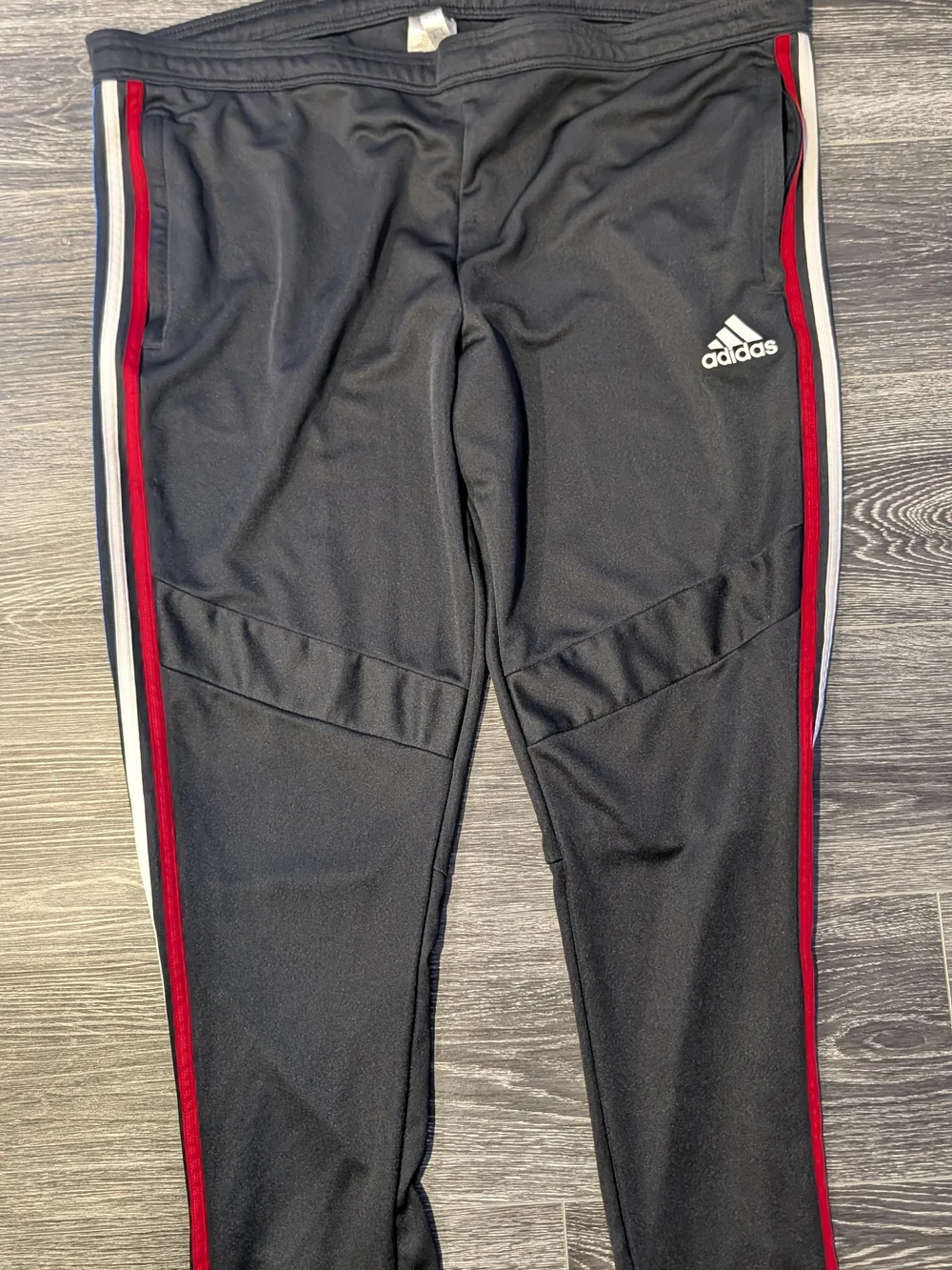 adidas Black Joggers with Red & White Side Stripes